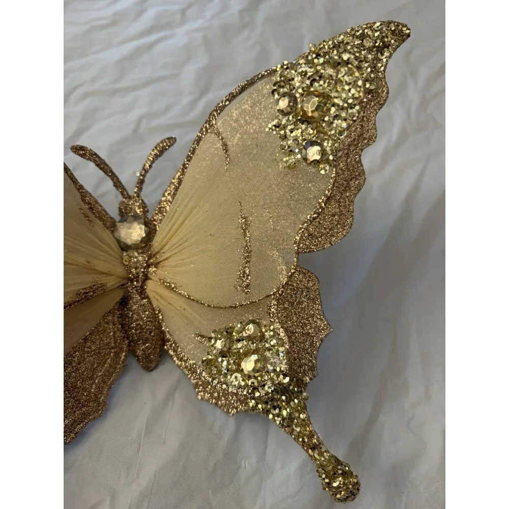Holiday Gold‎ Butterfly Clip On Sparkly Bling 10”x7”